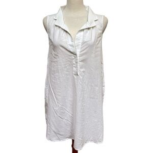 J. Crew White Cotton Sleeveless Collared V Neck Tunic Relaxed Fit Women’S XL